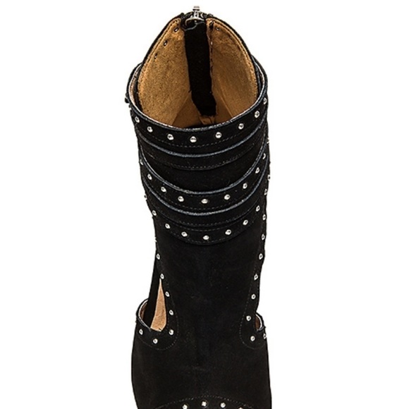 RAYE x Revolve | Matty Black Suede Studded Cuff Peep toe heel women’s 7.5 - Picture 3 of 11